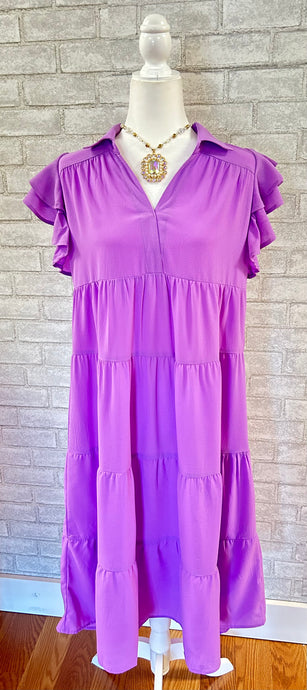 Purple maxi dress with collar
