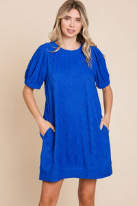 Royal Textured Dress with Pockets