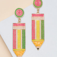 Pencil Rhinestone Earrings