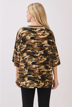 Relaxed Camo Stitch Detail Top