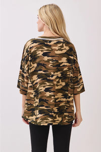 Relaxed Camo Stitch Detail Top