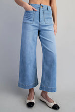 Straight leg denim pants front pockets