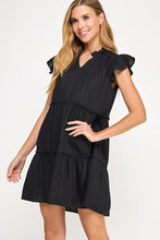 Black Linen dress
Ruffled neckline detail
Ruffle cap sleeve
V slash neckline
Mini ruffle detail along each tier
Side pockets