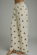 Cream- brown polka dot pants drawstring