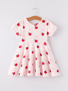 Back To School Apple Striped Sweet Girl Dress