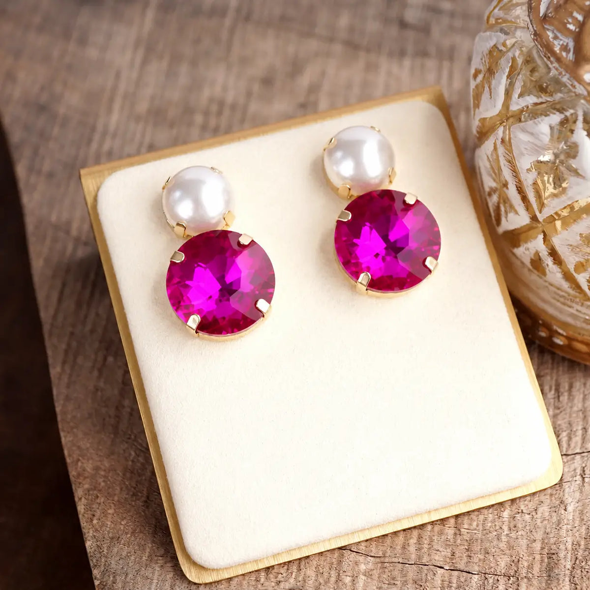 Large Crystal Pearl Statement Earrings – Bold Shine