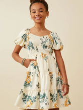Girls Floral Smocked Sheen Dress