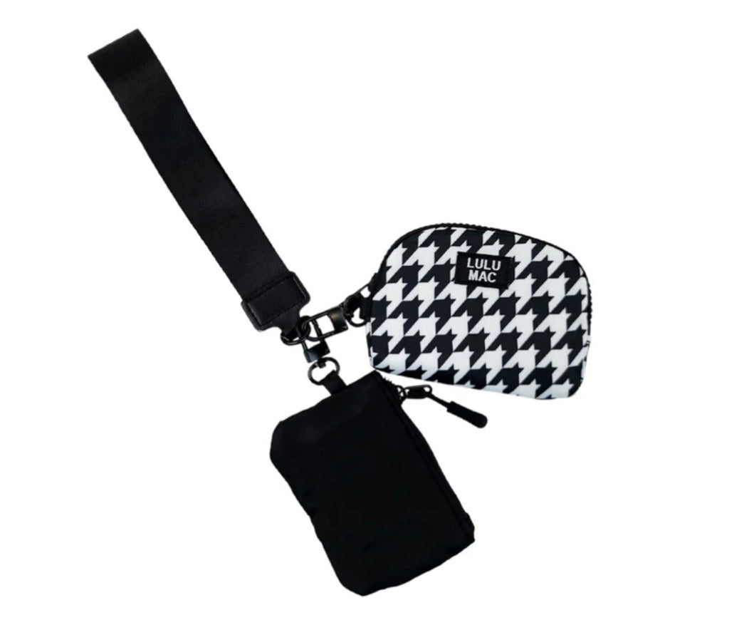 Lulu Mac Houndstooth double pouch wristlet