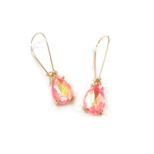 Teardrop Neon Coral Earrings
