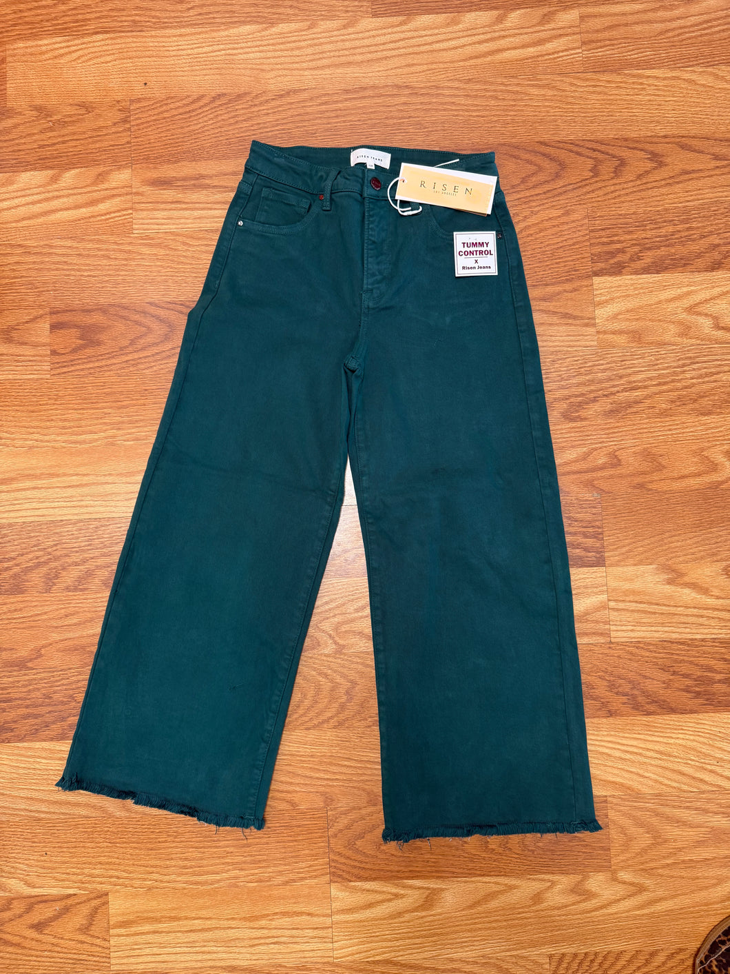 Hunter green high waist crop  risen pants