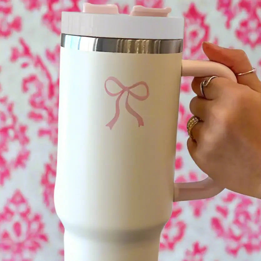 40 oz Cream with  Bow Tumbler
