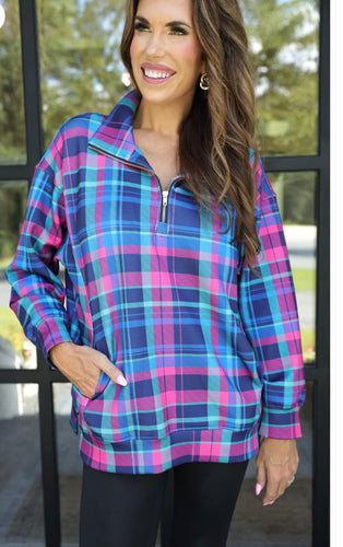 Plaid pop pullover