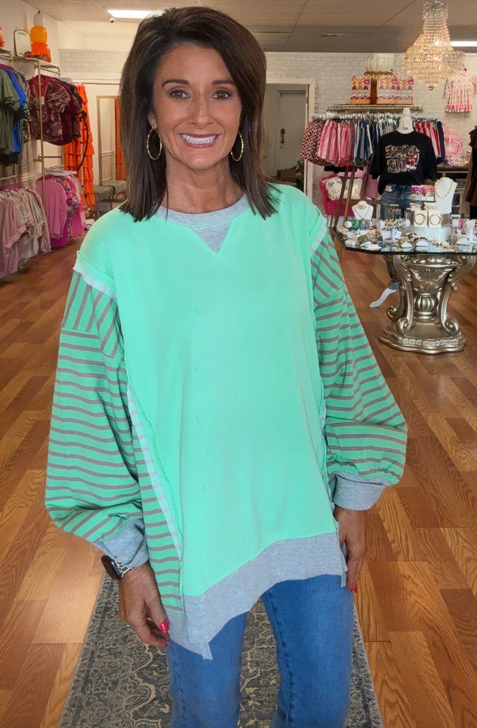 Oversized Striped Casual Knit Top