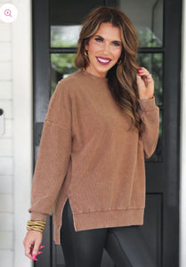 Brown corded pullover