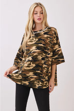 Relaxed Camo Stitch Detail Top