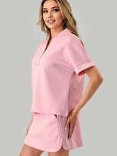 Pink Scuba Short Sleeve 1/4 Zip Top and Skort Set Pink