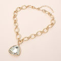 Chunky Faceted Gem Pendant Oval Link Chain Necklace