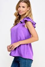 Violet top v-neck ruffle sleeve