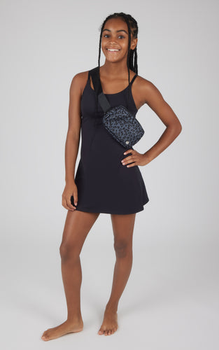 Black Girls Tennis Dress With Inner Bra And Fanny Bag