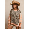 Leopard and peach Stripe Mixed Top