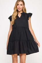 Black Linen dress
Ruffled neckline detail
Ruffle cap sleeve
V slash neckline
Mini ruffle detail along each tier
Side pockets