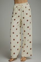 Cream- brown polka dot pants drawstring