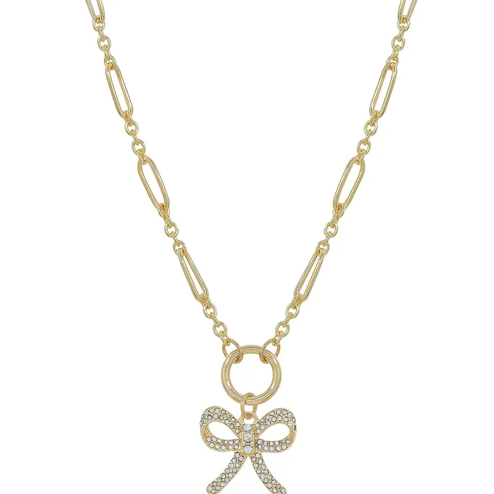 Gold Chain with Rhinestone Bow Charm 16