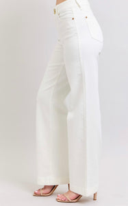White Judy blues high waist button trouser fit
