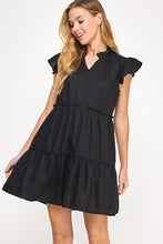 Black Linen dress
Ruffled neckline detail
Ruffle cap sleeve
V slash neckline
Mini ruffle detail along each tier
Side pockets