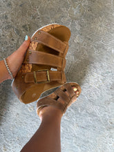 Leather Studded Cage Cork Platform Slippers wedge