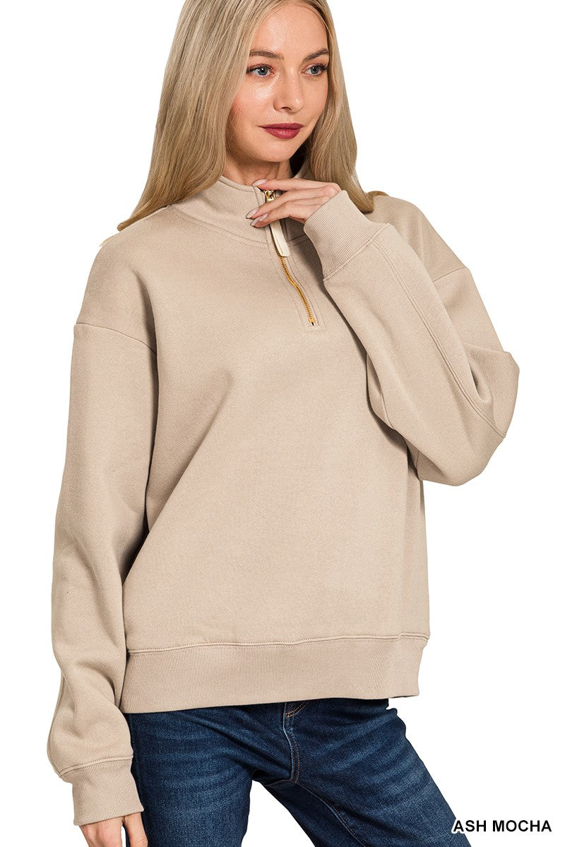 FLEECE HALF ZIP SWEATSHIRT