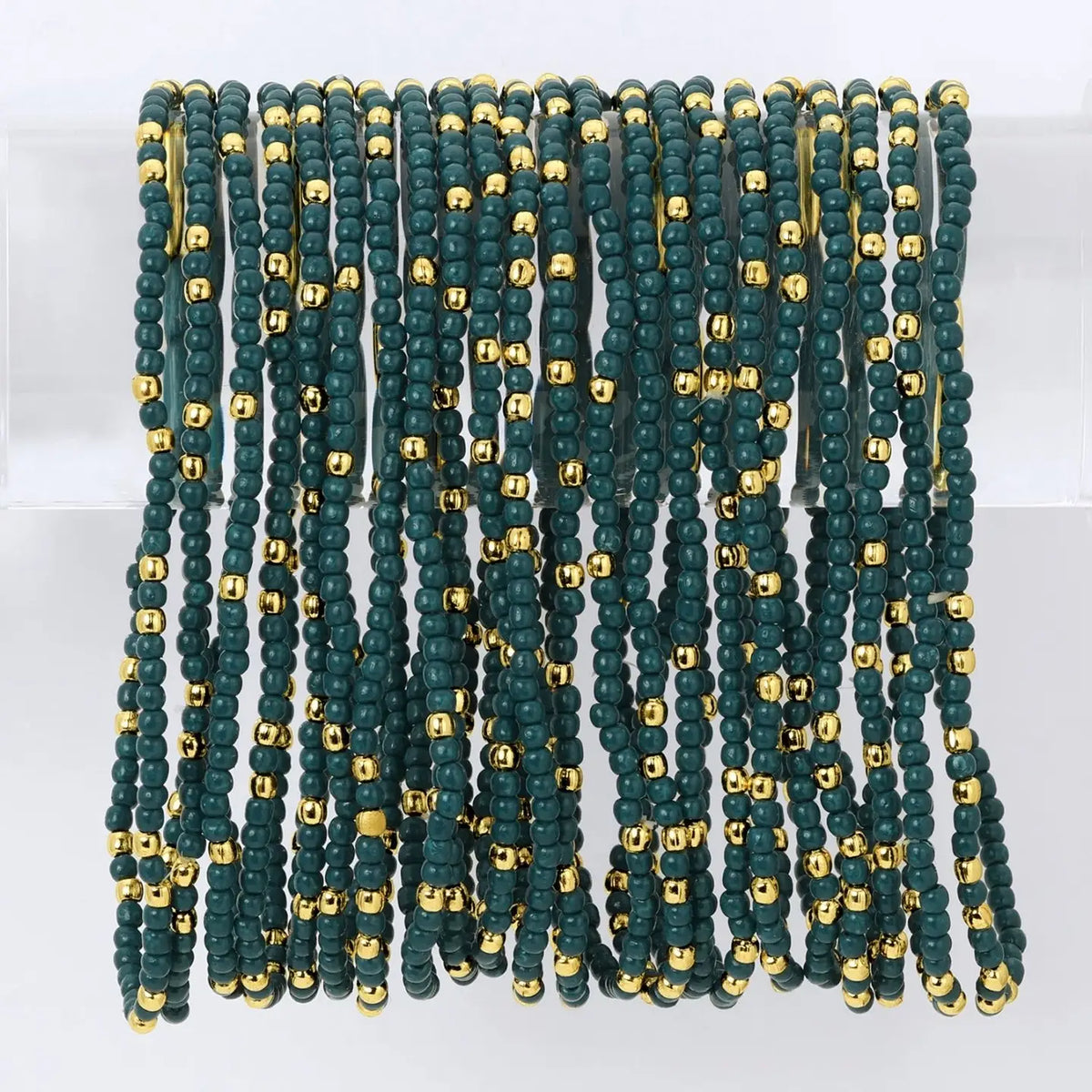 Teal Assorted 2mm Stretch Seed Bead Bracelets