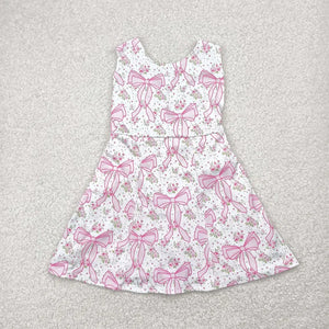 Girls Pink Bows Yoga Skort Knee Length athletic Dress
