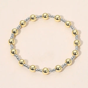 Stainless Steel Alternating Beaded Stretch Bracelet