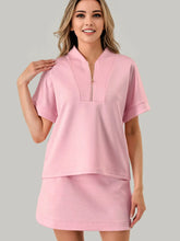 Pink Scuba Short Sleeve 1/4 Zip Top and Skort Set Pink