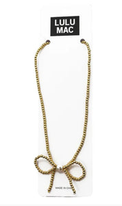 Lulu Mac gold beaded bow necklace