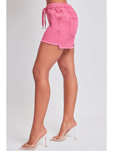 Frayed Hem pink Pull-On Shorts