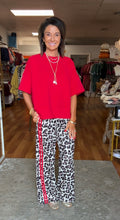 Red-Side Stripe Leopard Pants