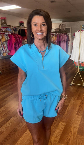Scuba Aqua short set-sold together