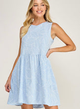 Blue Print sleeveless baby doll dress