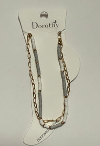 Grey cream gold anklet