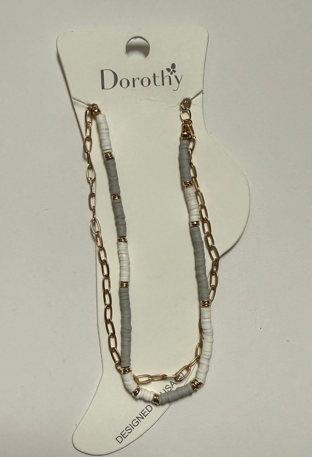 Grey cream gold anklet