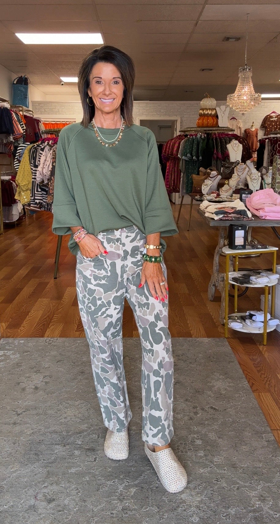 Camo Wide Leg Utility Denim Pants