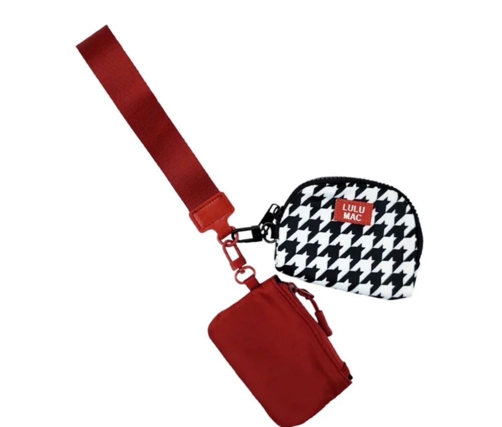 Lulu Mac Houndstooth double pouch wristlet