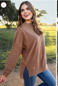 Brown corded pullover