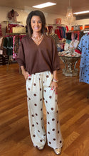 Cream- brown polka dot pants drawstring