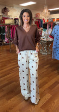 Cream- brown polka dot pants drawstring