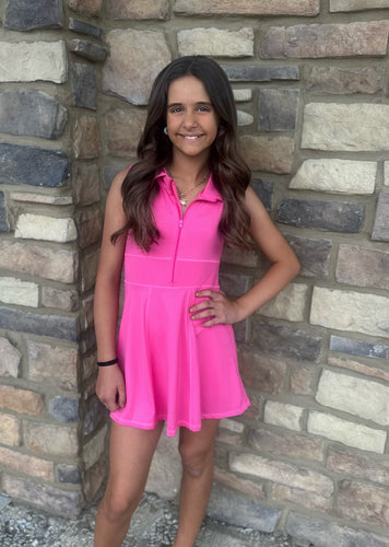 Pink Girls Knit Knee Length Active Wear Athletic Dresses