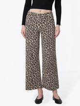 High Rise Animal Print Crop Wide Leg Jeans