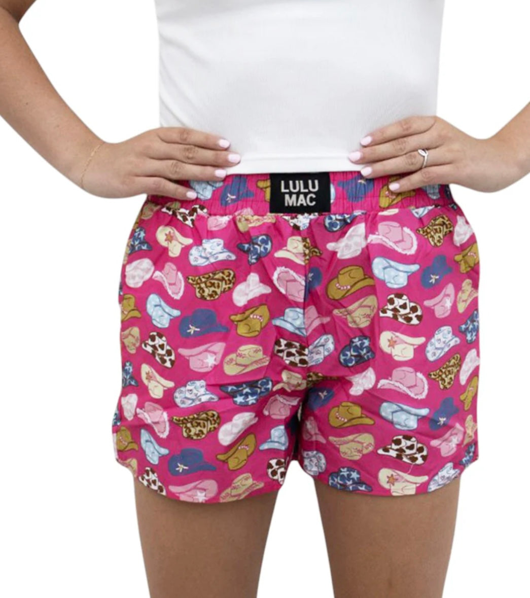 Lulu Mac pink shorts cowboy hats